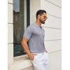imageCOOFANDY Mens Knit Polo Shirts V Neck Short Sleeve Ribbed Textured Polo Shirt Stretch Casual Golf Shirts Collared T ShirtLight Gray