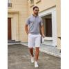 imageCOOFANDY Mens Knit Polo Shirts V Neck Short Sleeve Ribbed Textured Polo Shirt Stretch Casual Golf Shirts Collared T ShirtLight Gray