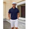 imageCOOFANDY Mens Knit Polo Shirts V Neck Short Sleeve Ribbed Textured Polo Shirt Stretch Casual Golf Shirts Collared T ShirtNavy Blue