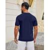 imageCOOFANDY Mens Knit Polo Shirts V Neck Short Sleeve Ribbed Textured Polo Shirt Stretch Casual Golf Shirts Collared T ShirtNavy Blue