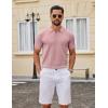 imageCOOFANDY Mens Knit Polo Shirts V Neck Short Sleeve Ribbed Textured Polo Shirt Stretch Casual Golf Shirts Collared T ShirtPink
