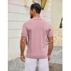 imageCOOFANDY Mens Knit Polo Shirts V Neck Short Sleeve Ribbed Textured Polo Shirt Stretch Casual Golf Shirts Collared T ShirtPink