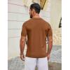 imageCOOFANDY Mens Knit Polo Shirts V Neck Short Sleeve Ribbed Textured Polo Shirt Stretch Casual Golf Shirts Collared T ShirtReddish Brown