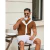 imageCOOFANDY Mens Knit Polo Shirts V Neck Short Sleeve Ribbed Textured Polo Shirt Stretch Casual Golf Shirts Collared T ShirtReddish Brown