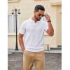 imageCOOFANDY Mens Knit Polo Shirts V Neck Short Sleeve Ribbed Textured Polo Shirt Stretch Casual Golf Shirts Collared T ShirtWhite
