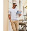 imageCOOFANDY Mens Knit Polo Shirts V Neck Short Sleeve Ribbed Textured Polo Shirt Stretch Casual Golf Shirts Collared T ShirtWhite