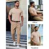 imageCOOFANDY Mens Knit TShirts Casual Short Sleeve Crewneck Shirt Textured Pullover TeesApricot