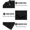 imageCOOFANDY Mens Long Sleeve Polo Shirts Cotton Collared Shirts Casual Business Polo Classic Golf T ShirtsAll Black