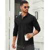 imageCOOFANDY Mens Long Sleeve Polo Shirts Cotton Collared Shirts Casual Business Polo Classic Golf T ShirtsAll Black