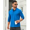 imageCOOFANDY Mens Long Sleeve Polo Shirts Cotton Collared Shirts Casual Business Polo Classic Golf T ShirtsBlue