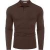 imageCOOFANDY Mens Long Sleeve Polo Shirts Cotton Collared Shirts Casual Business Polo Classic Golf T ShirtsBrown