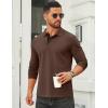 imageCOOFANDY Mens Long Sleeve Polo Shirts Cotton Collared Shirts Casual Business Polo Classic Golf T ShirtsBrown