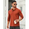 imageCOOFANDY Mens Long Sleeve Polo Shirts Cotton Collared Shirts Casual Business Polo Classic Golf T ShirtsCaramel