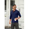 imageCOOFANDY Mens Long Sleeve Polo Shirts Cotton Collared Shirts Casual Business Polo Classic Golf T ShirtsDark Blue