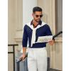 imageCOOFANDY Mens Long Sleeve Polo Shirts Cotton Collared Shirts Casual Business Polo Classic Golf T ShirtsDark Blue