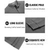 imageCOOFANDY Mens Long Sleeve Polo Shirts Cotton Collared Shirts Casual Business Polo Classic Golf T ShirtsDark Grey
