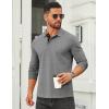 imageCOOFANDY Mens Long Sleeve Polo Shirts Cotton Collared Shirts Casual Business Polo Classic Golf T ShirtsDark Grey