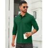 imageCOOFANDY Mens Long Sleeve Polo Shirts Cotton Collared Shirts Casual Business Polo Classic Golf T ShirtsGreen