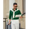 imageCOOFANDY Mens Long Sleeve Polo Shirts Cotton Collared Shirts Casual Business Polo Classic Golf T ShirtsGreen