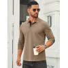 imageCOOFANDY Mens Long Sleeve Polo Shirts Cotton Collared Shirts Casual Business Polo Classic Golf T ShirtsKhaki