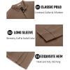 imageCOOFANDY Mens Long Sleeve Polo Shirts Cotton Collared Shirts Casual Business Polo Classic Golf T ShirtsKhaki