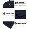 imageCOOFANDY Mens Long Sleeve Polo Shirts Cotton Collared Shirts Casual Business Polo Classic Golf T ShirtsNavy Blue