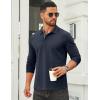 imageCOOFANDY Mens Long Sleeve Polo Shirts Cotton Collared Shirts Casual Business Polo Classic Golf T ShirtsNavy Blue