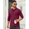 imageCOOFANDY Mens Long Sleeve Polo Shirts Cotton Collared Shirts Casual Business Polo Classic Golf T ShirtsWine Red