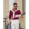 imageCOOFANDY Mens Long Sleeve Polo Shirts Cotton Collared Shirts Casual Business Polo Classic Golf T ShirtsWine Red