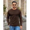 imageCOOFANDY Mens Long Sleeve Tee Shirts Stretch Crew Neck Thermal Shirts Casual T Shirts for MenBrown