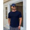 imageCOOFANDY Mens Muscle Shirt Short Sleeve Slim Fit TShirts Texture Crewneck Tees Longline Gym Workout Athletic ShirtDark Blue