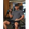 imageCOOFANDY Mens Muscle Shirt Short Sleeve Slim Fit TShirts Texture Crewneck Tees Longline Gym Workout Athletic ShirtDark Grey