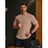 imageCOOFANDY Mens Muscle Shirt Short Sleeve Slim Fit TShirts Texture Crewneck Tees Longline Gym Workout Athletic ShirtKhaki