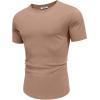 imageCOOFANDY Mens Muscle Shirt Short Sleeve Slim Fit TShirts Texture Crewneck Tees Longline Gym Workout Athletic ShirtKhaki