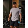 imageCOOFANDY Mens Muscle Shirt Short Sleeve Slim Fit TShirts Texture Crewneck Tees Longline Gym Workout Athletic ShirtLight Grey