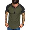 imageCOOFANDY Mens Muscle TShirt Pleated Raglan Sleeve Bodybuilding Gym Tee Short Sleeve Fashion Workout Shirts Hipster ShirtPattern3 Army Green  Black