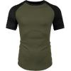 imageCOOFANDY Mens Muscle TShirt Pleated Raglan Sleeve Bodybuilding Gym Tee Short Sleeve Fashion Workout Shirts Hipster ShirtPattern3 Army Green  Black