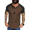 imageCOOFANDY Mens Muscle TShirt Pleated Raglan Sleeve Bodybuilding Gym Tee Short Sleeve Fashion Workout Shirts Hipster ShirtPattern3 Brown  Black