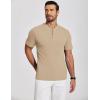 imageCOOFANDY Mens Muscle Tee Shirts Henley Stretch Short Sleeve Workout TShirts Khaki Medium