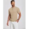 imageCOOFANDY Mens Muscle Tee Shirts Henley Stretch Short Sleeve Workout TShirts Khaki Medium