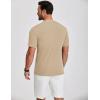 imageCOOFANDY Mens Muscle Tee Shirts Henley Stretch Short Sleeve Workout TShirts Khaki Medium
