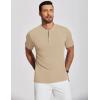 imageCOOFANDY Mens Muscle Tee Shirts Henley Stretch Short Sleeve Workout TShirts Khaki Medium