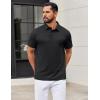 imageCOOFANDY Mens Polo Shirts Short Sleeve Casual Summer Polo Tee Classic Collared Golf Stylish Tops02black Solid
