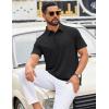 imageCOOFANDY Mens Polo Shirts Short Sleeve Casual Summer Polo Tee Classic Collared Golf Stylish Tops02black Solid