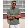imageCOOFANDY Mens Polo Shirts Short Sleeve Casual Summer Polo Tee Classic Collared Golf Stylish TopsArmy Green