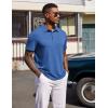 imageCOOFANDY Mens Polo Shirts Short Sleeve Casual Summer Polo Tee Classic Collared Golf Stylish TopsBlue