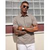 imageCOOFANDY Mens Polo Shirts Short Sleeve Casual Summer Polo Tee Classic Collared Golf Stylish TopsKhaki