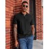 imageCOOFANDY Mens Polo Shirts Short Sleeve Cotton Pique Casual Button T Shirts Classic Fit Collared Golf ShirtsBlack