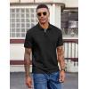 imageCOOFANDY Mens Polo Shirts Short Sleeve Cotton Pique Casual Button T Shirts Classic Fit Collared Golf ShirtsBlack