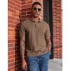 imageCOOFANDY Mens Polo Shirts Short Sleeve Cotton Pique Casual Button T Shirts Classic Fit Collared Golf ShirtsBrown